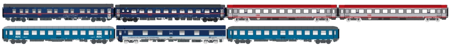 L.S. Models LS97023N - N - 7-tlg. Set Personenwagen Nightjet, ÖBB/CD, Ep. VI